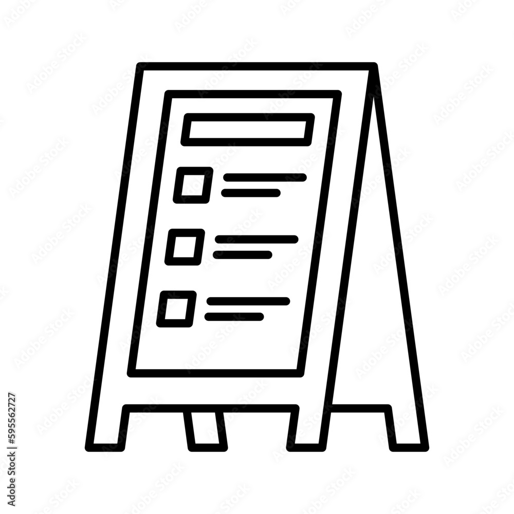 Board for restaurant menu icon. Advertising street sandwich stand, sidewalk sign. Menu of pizzeria. Chalkboard for cafe. Board for restaurant menu icon. Advertising street sandwich stand, sidewalk sign. Menu of pizzeria. Chalkboard for cafe.