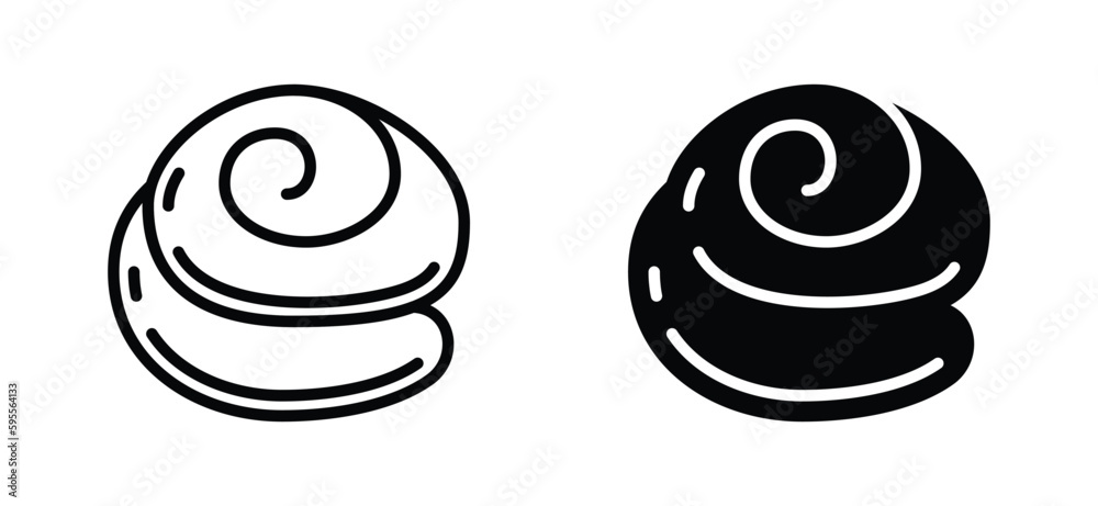 Cinnamon rolls bakery icon vector. Roll bun desserts icons in line and ...