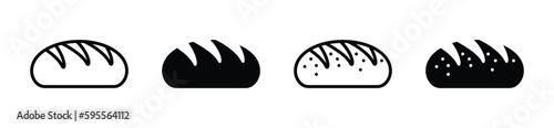 Bread bakery icon vector set. Bread icon symbol in line and flat style. Bakery sign and symbol. Vector illustration