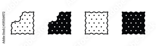 Crackers biscuit icon vector. Bitten Cracker icon symbol in line and flat style. Bakery sign and symbol. Vector illustration