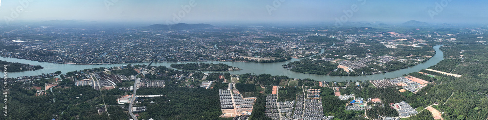 Fototapeta premium panorama Suratthani Province bird eye view
