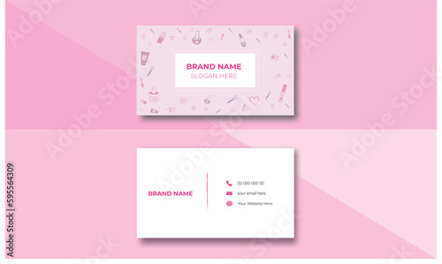 Business Card, Business Card Design, Business card Template, Corporate Business Card, Modern Card, Makeup business card, Modern Layout, pink Business Card,  White background, Minimal Design.