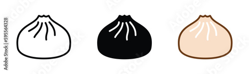 Dumpling icon vector. Dumpling icon symbol in line, flat, and colors style in white background. Bakery sign and symbol. Vector illustration