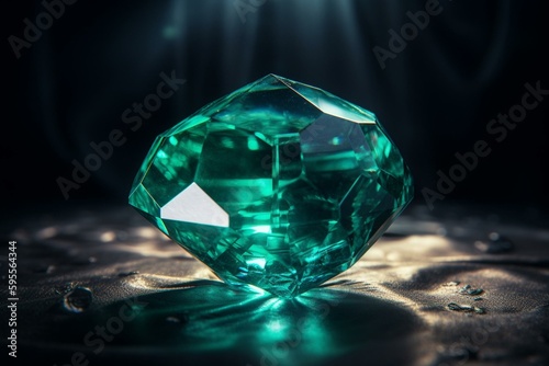 Sparkling emerald  glowing. Generative AI