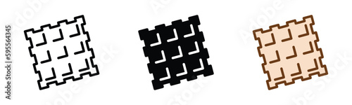 Croffle icon. Waffle icon symbol in line, flat, and colors style in white background. Bakery sign and symbol. Vector illustration