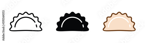 Dumpling icon vector. Dumpling icon symbol in line, flat, and colors style in white background. Bakery sign and symbol. Vector illustration