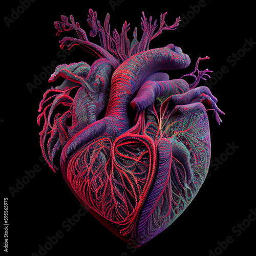 Multicolored illustration of heart. AI generative.