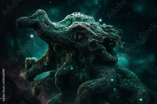 A mystical creature formed by a malachite nebula. Generative AI © Arnav