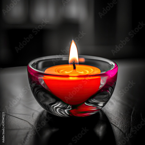 orange burning candle in the dark - by generative ai