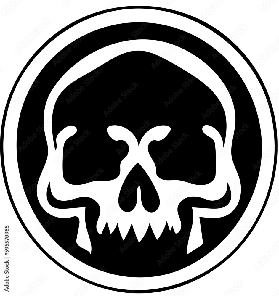 Human skull logo design in black and white, vector illustration of cranium Human skull logo design in black and white, vector illustration of cranium