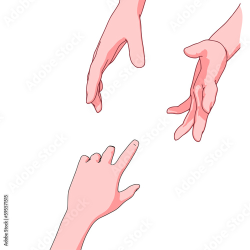 Human hands reaching out to one another, almost touching. Help concept