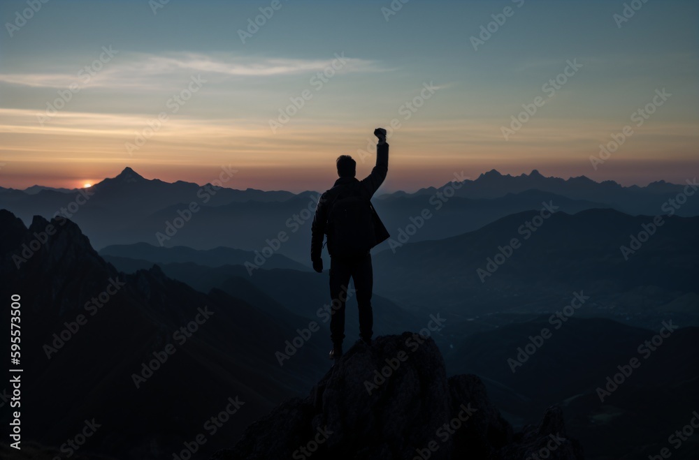 Fototapeta premium silhouette of a person with arm outstretched