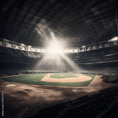Baseball stadium with spotlight.