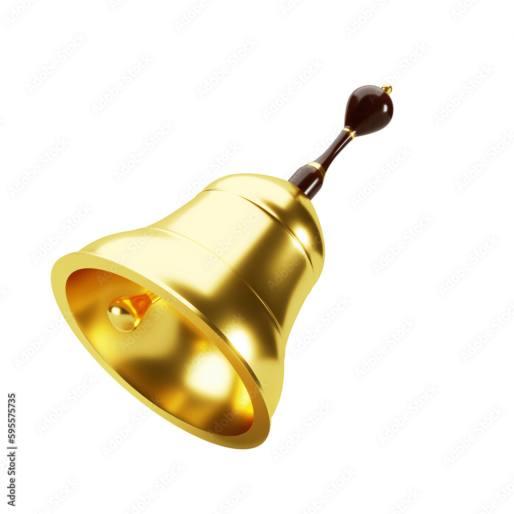 Golden hand bell isolated on background