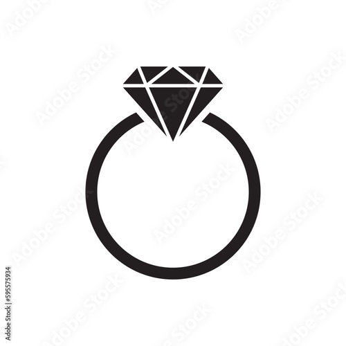 Diamond ring icon vector in flat style
