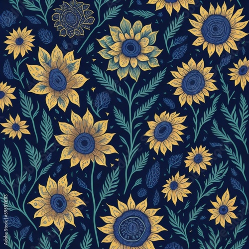 seamless pattern with sun flowers