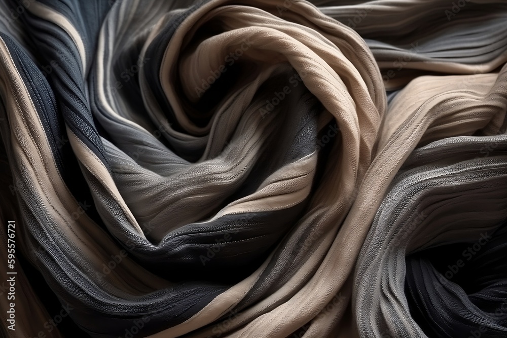 Abstract gray background with folded textiles on the bed. Generative AI. Abstract gray background with folded textiles on the bed. Generative AI.