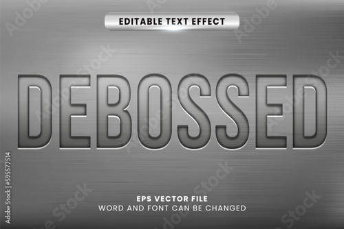 Silver debossed vector text effect