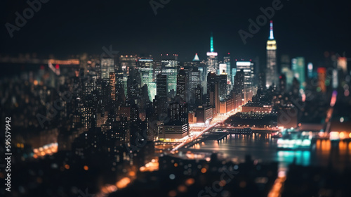 Defocused lights in city. The bokeh light from building and night city. Cityscape. Generative AI. © angelmaxmixam