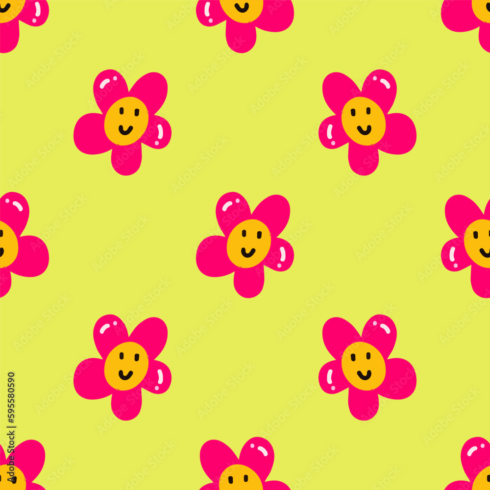 Doodle flower seamless pattern. Pattern background. hand drawing flower vector.