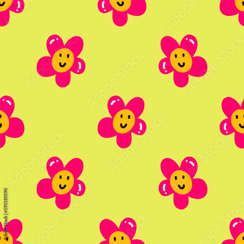 Doodle flower seamless pattern. Pattern background. hand drawing flower vector.