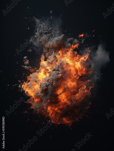 Flame explosion background,created with Generative AI tecnology. © henvryfo