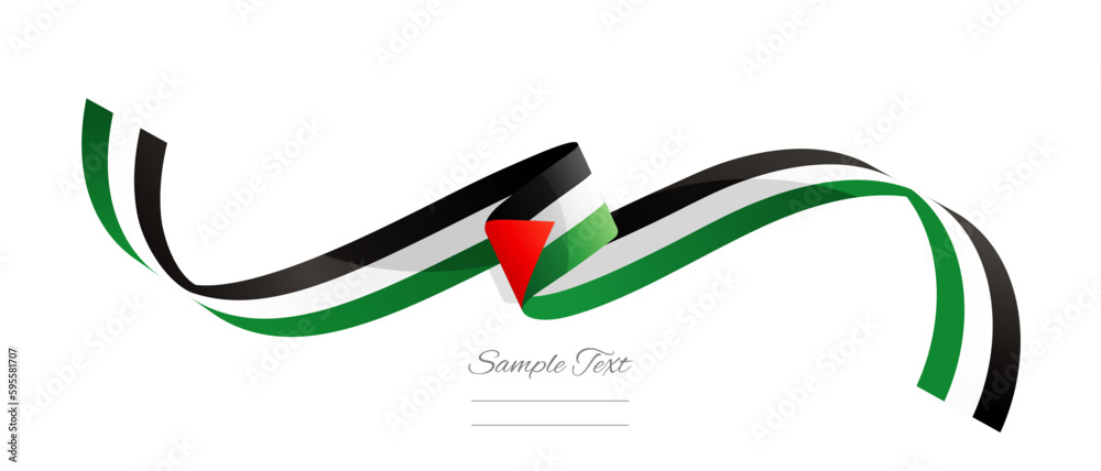 Palestinian flag ribbon vector illustration. Palestine flag ribbon on ...