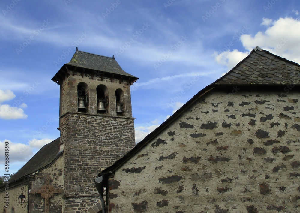 Clocher de l'église de Chambres, Le Vigean, Auvergne, France.