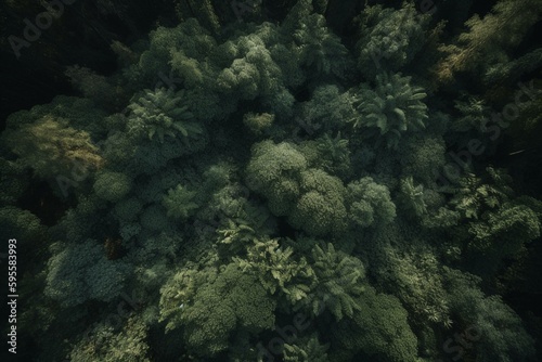 Bird's-eye-view of dense foliage. Generative AI © Hakeem