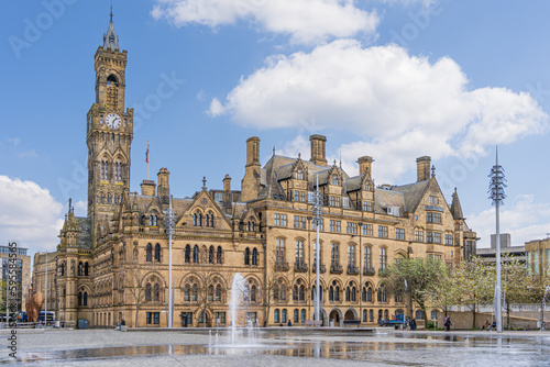 Bradford City Hall on Centenary Square in West Yorkshire