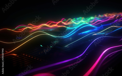 Abstract wallpaper with colorful neon line