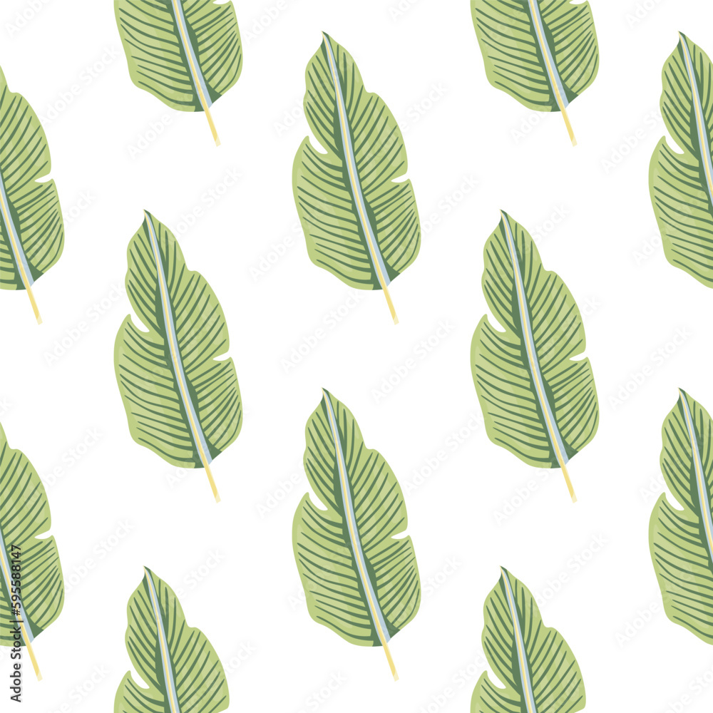 Obraz premium Tropical leaf seamless pattern. Exotic leaves background. Jungle plants endless wallpaper. Rainforest floral hawaiian backdrop.