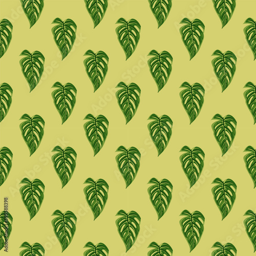 Jungle leaf seamless pattern. Exotic botanical texture. Floral background. Decorative tropical palm leaves wallpaper. © smth.design