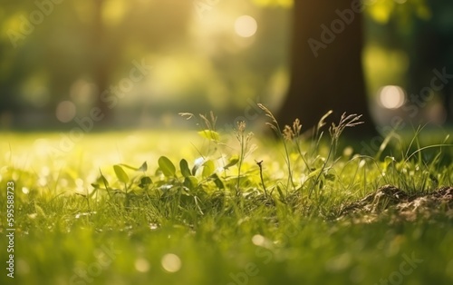 Fresh green garden grass lawn in spring, summer © Tisha