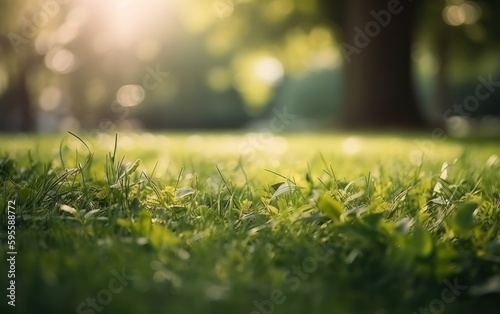 Fresh green garden grass lawn in spring, summer © Tisha