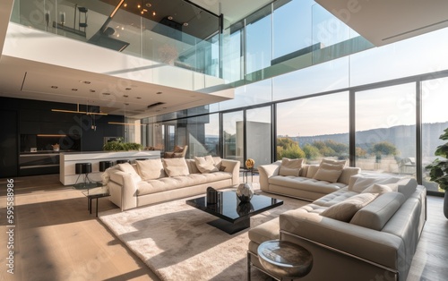 Luxury penthouse villa living room. High class real estate