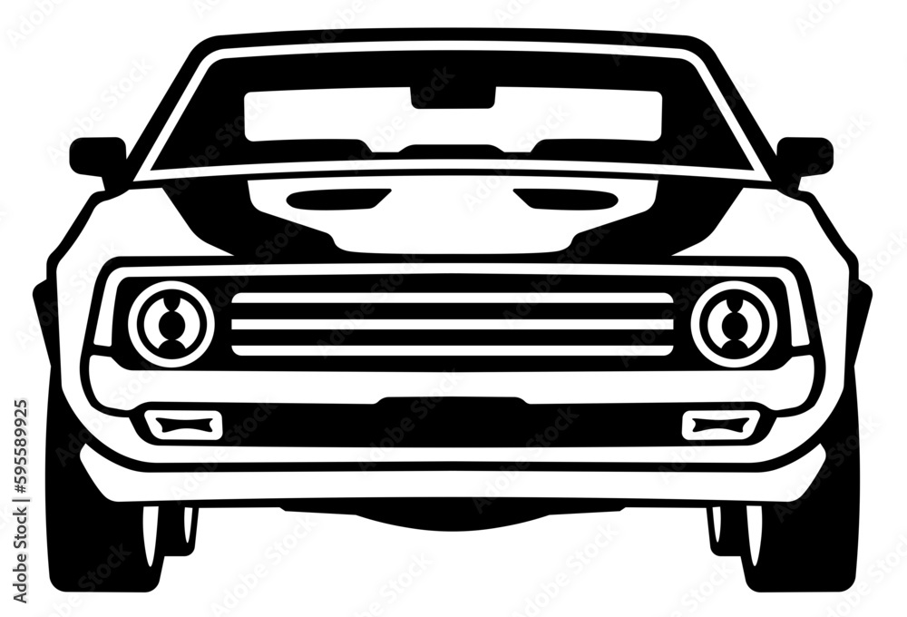 Classic Car Front SVG,  Muscle Car SVG, Sports Car SVG, Car SVG, Retro car SVG, Car silhouette, Car Icon Silhouette