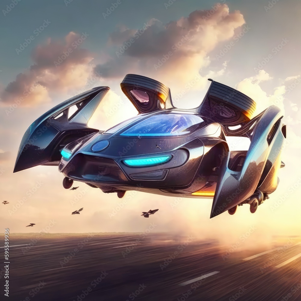 Obraz premium futuristic flying car