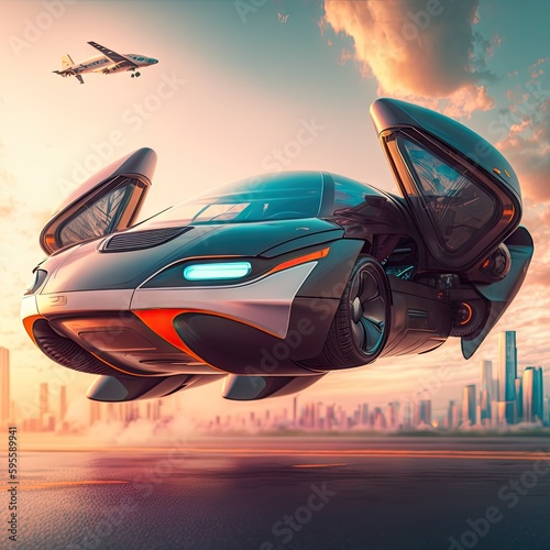 futuristic flying car