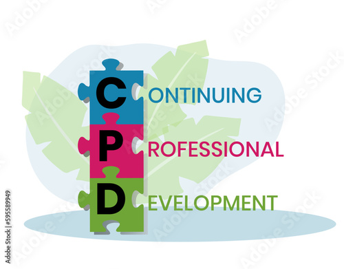 CPD - Continuing Professional Development acronym. business concept background. vector illustration concept with keywords and icons. lettering illustration with icons for web banner, flyer photo