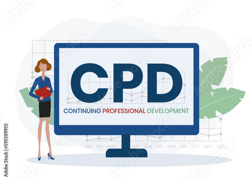 CPD - Continuing Professional Development acronym. business concept background. vector illustration concept with keywords and icons. lettering illustration with icons for web banner, flyer