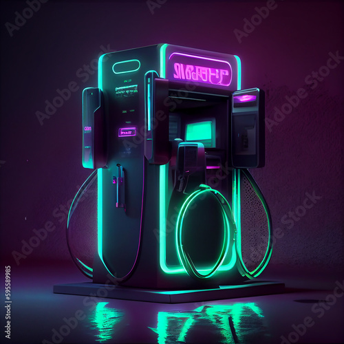 RGB gaming PC case with neon lightrs photo