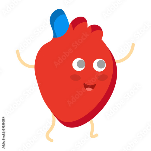 Cartoon drawing of a funny red heart with a blue pill on the top and eyes