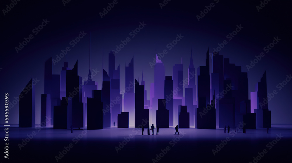 Night city silhouette,created with Generative AI tecnology.