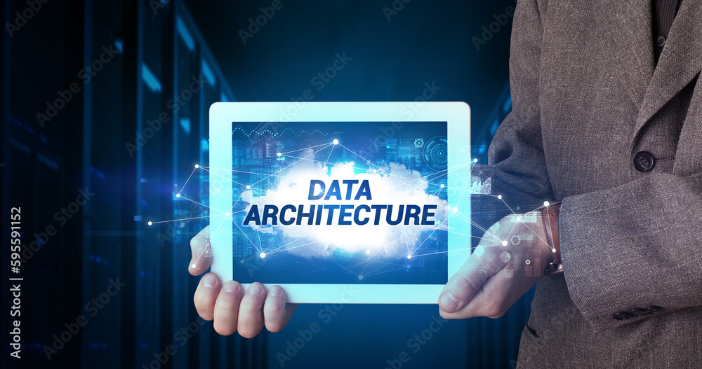 Person holding tablet, technology concept Person holding tablet, technology concept