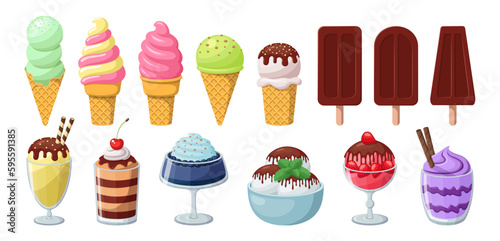Set of vector ice cream isolated on white background