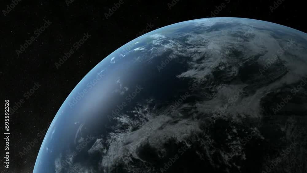 Animation of Earth seen from space, the globe spinning on satellite view on dark background. Global space exploration space travel concept digitally generated image. 4k