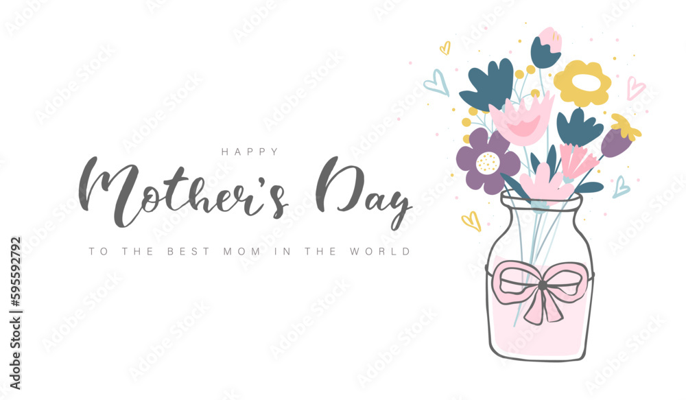 Happy mother's day,To the best mom in the world. Background with bouquet of flowers.Banner, postcard, advertising material and more.Vector illustration.