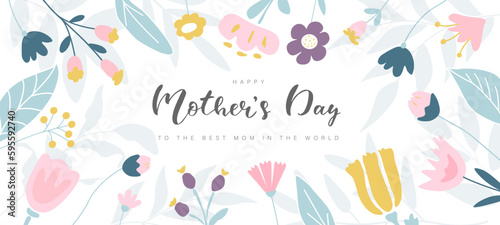 Happy mother's day background with beautiful flowers.Vector illustration.Banner, postcard, advertising material and more.