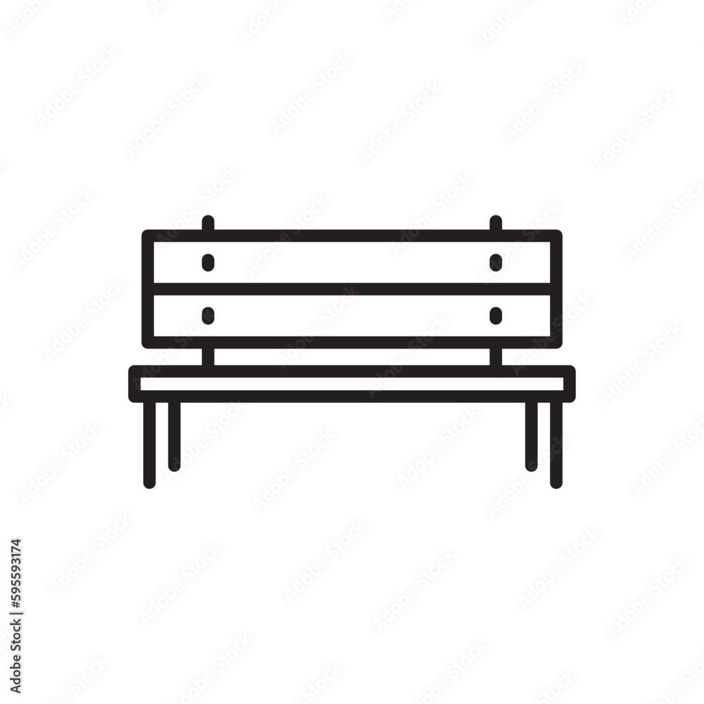 Bench vector line icon. Seat flat sign design. Bench symbol isolated pictogram. UX UI bench icon sign. Linear icon outline symbol Bench vector line icon. Seat flat sign design. Bench symbol isolated pictogram. UX UI bench icon sign. Linear icon outline symbol